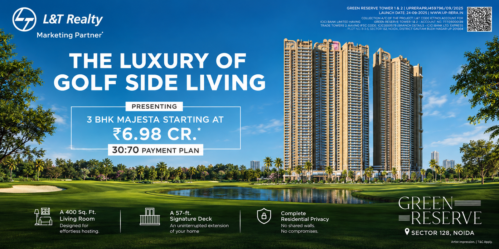 L&T Green Reserve Banner - Golf view luxury residences in Sector 128 Noida